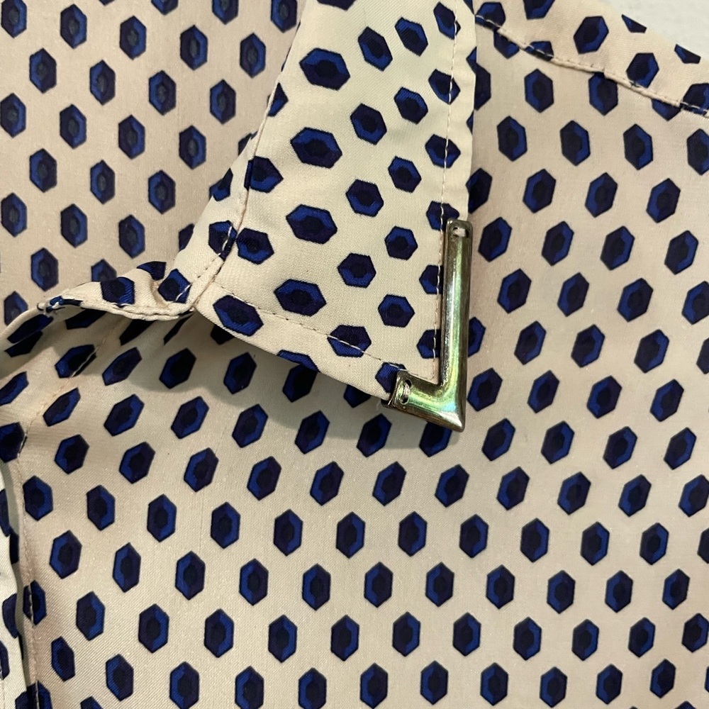 Women’s Zara Basic Button Down. Cream With Blue A… - image 3